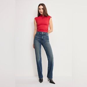 Good American Soft-Tech Good True Relaxed Straight Leg Jeans